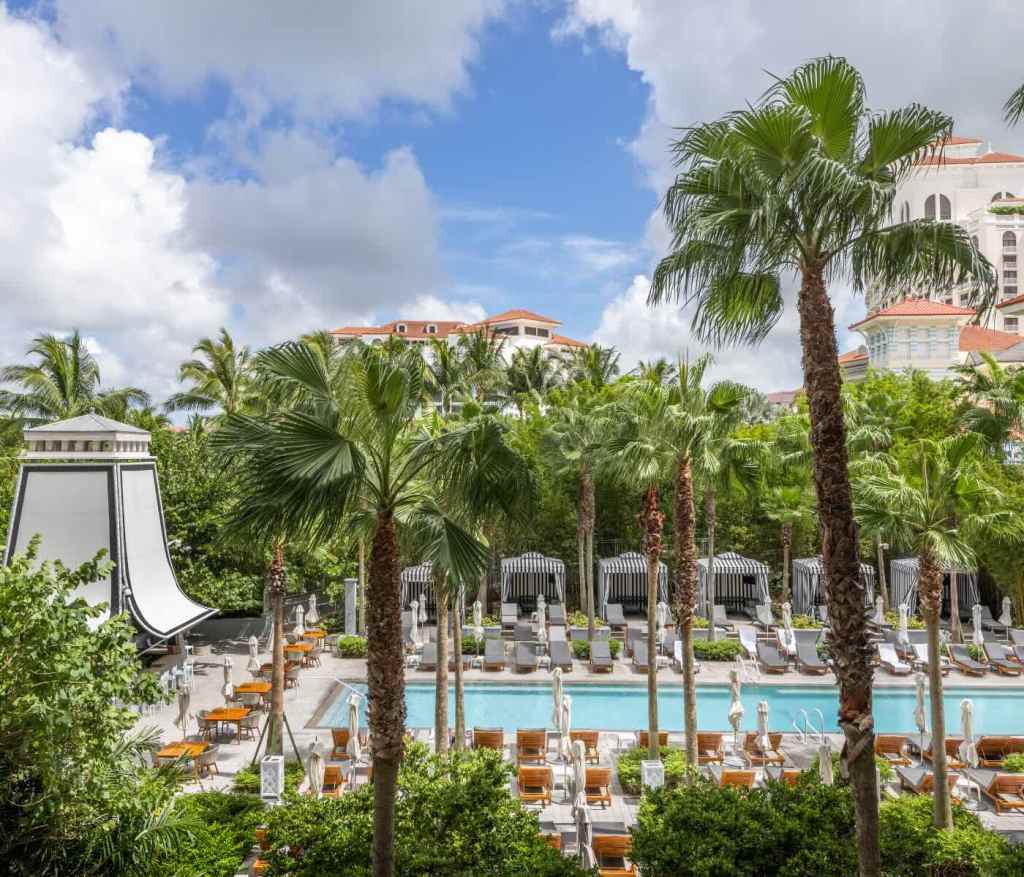 the view of a pool from a superior suite