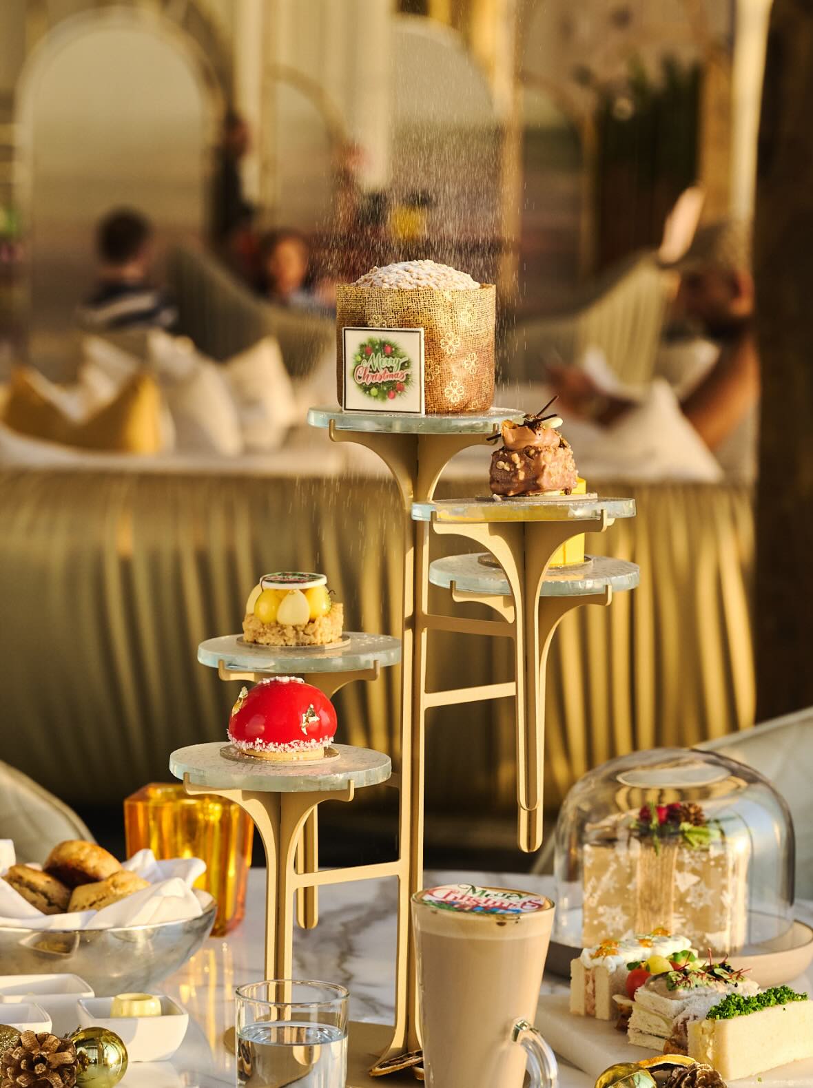 festive afternoon tea at s bar dubai, with decadent treats