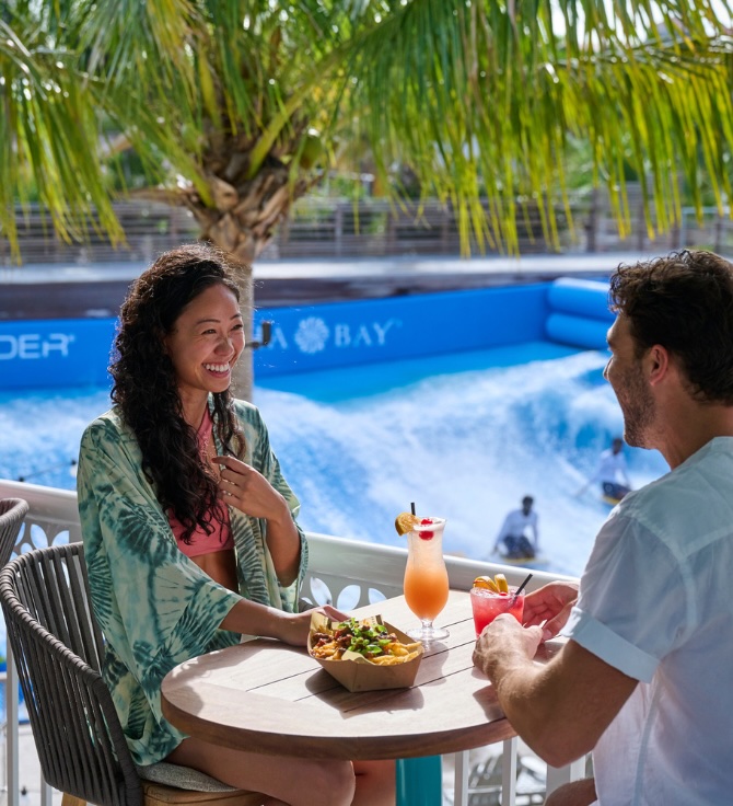 guests dining at Baha Bay waterpark located at SLS Baha Mar