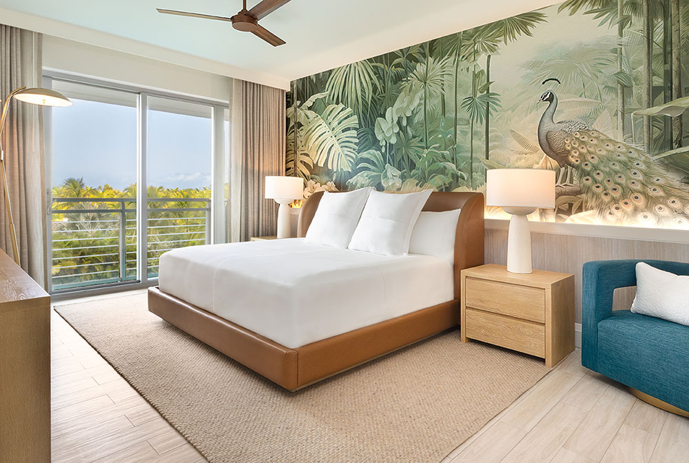 An image of a Superior Two-Bedroom Suite at SLS Baha Mar over looking the beauty of the Bahamas.