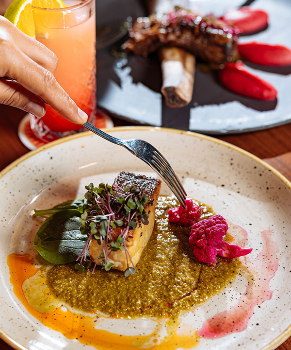 A Mexican entree in a rich sauce