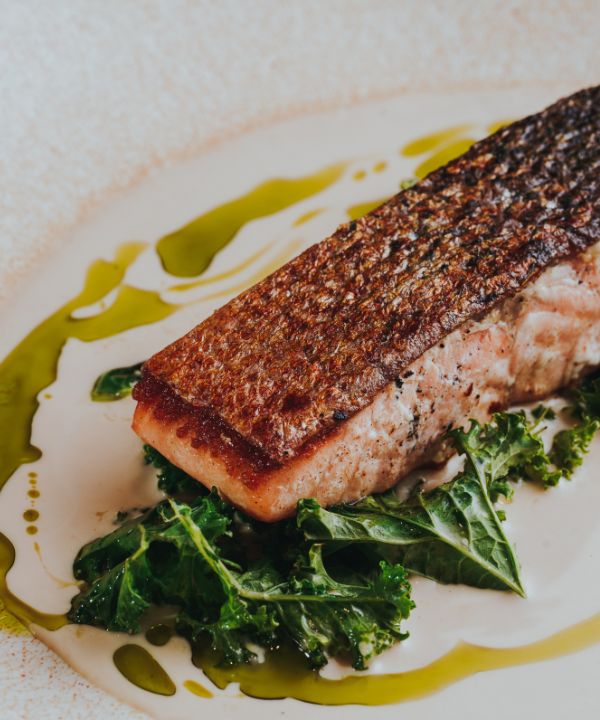 seared salmon at union steakhouse at sls playa mujeres